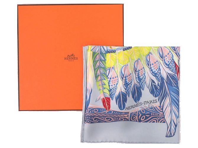 Foulard in seta Hermès Carré 90 Danse Pacific Rosa Blu Giallo - vista 2