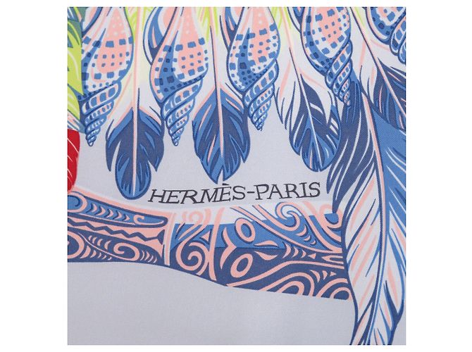 Foulard in seta Hermès Carré 90 Danse Pacific Rosa Blu Giallo - vista 3