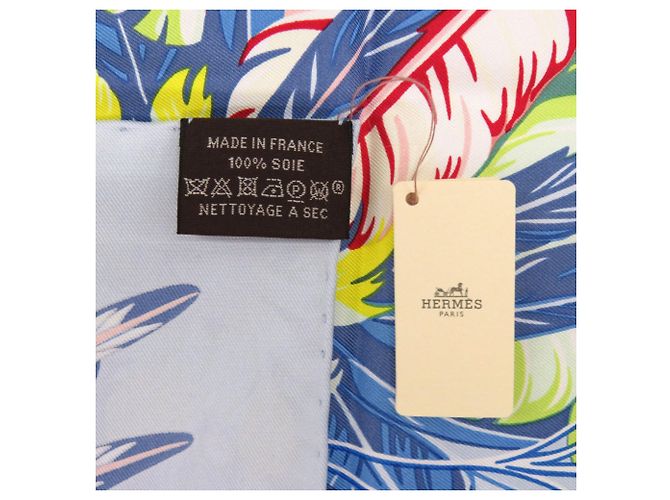 Foulard in seta Hermès Carré 90 Danse Pacific Rosa Blu Giallo - vista 5