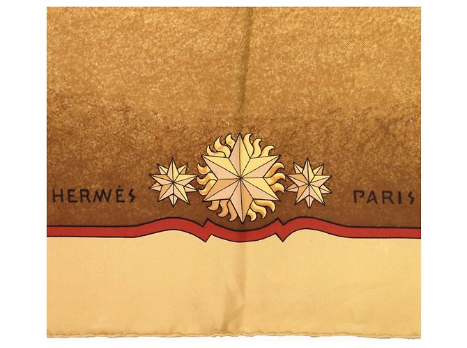 Bufanda de Seda Hermès Carré 90 COSMOS Caballo Dorado Amarillo - vista 6