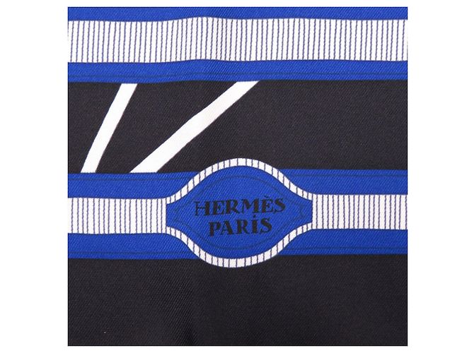 Bufanda Hermès Carré 90 Negro Roja Azul - vista 3