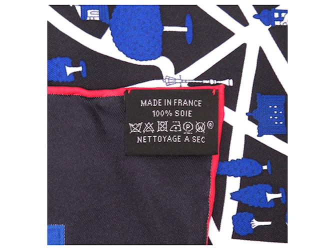 Bufanda Hermès Carré 90 Negro Roja Azul - vista 5