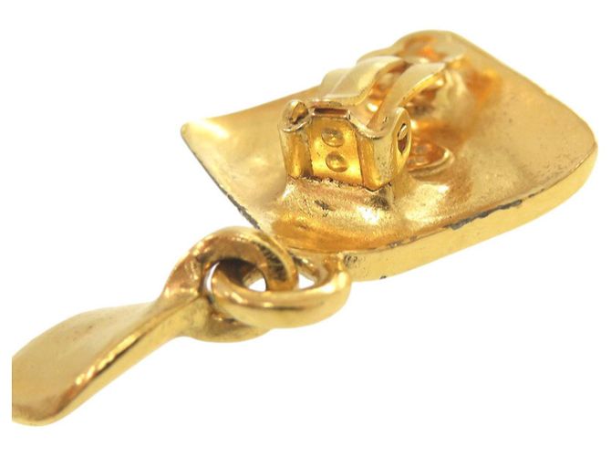 Vintage Coco Mark Gold Clip Ohrringe von Chanel Golden - Ansicht 4