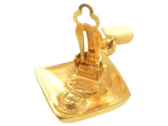 Vintage Coco Mark Gold Clip Ohrringe von Chanel Golden - Ansicht 9