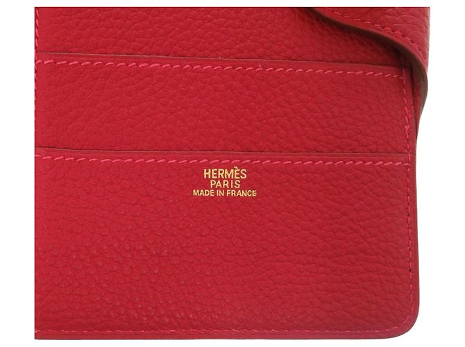 Carteira longa Dogon MM em couro Togo Hermès Vermelho - vista 6
