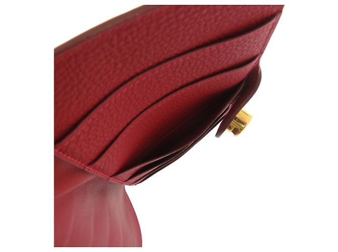 Carteira longa Dogon MM em couro Togo Hermès Vermelho - vista 8