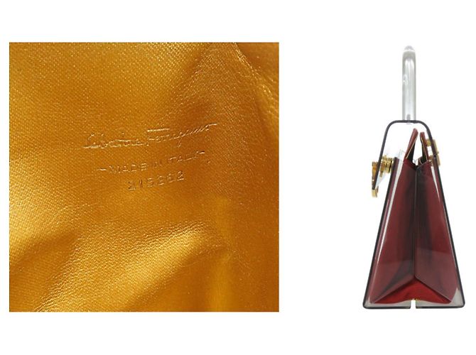 Borsa a mano in acrilico e metallo Gancini di Salvatore Ferragamo Rosso D'oro - vista 10