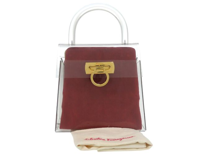 Borsa a mano in acrilico e metallo Gancini di Salvatore Ferragamo Rosso D'oro - vista 2