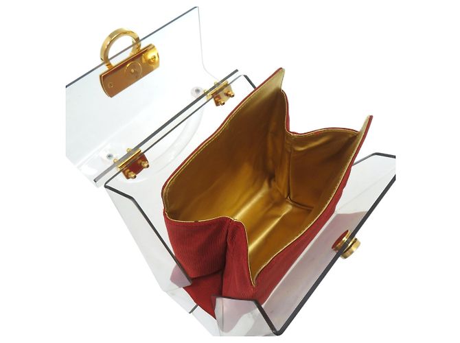 Borsa a mano in acrilico e metallo Gancini di Salvatore Ferragamo Rosso D'oro - vista 7