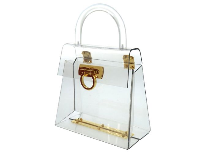 Borsa a mano in acrilico e metallo Gancini di Salvatore Ferragamo Rosso D'oro - vista 9