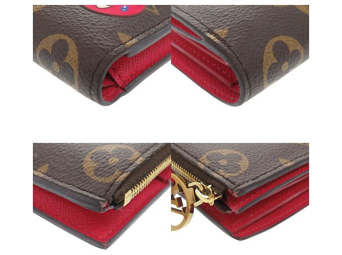 Billetera bifold de lona Monogram Louis Vuitton Castaño Roja Monograma - vista 4