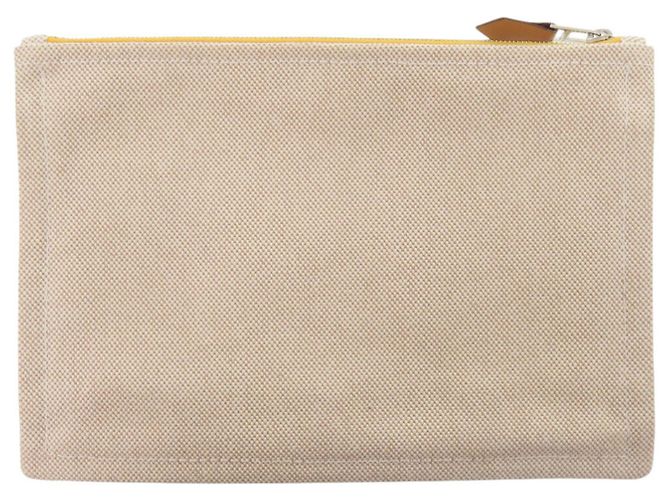 Pochette in cotone Yachting PM di Hermès Beige - vista 2