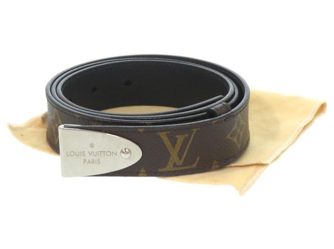 Louis Vuitton Monogram Leder- und Canvas-Gürtel Braun Schwarz Monogramm - Ansicht 2