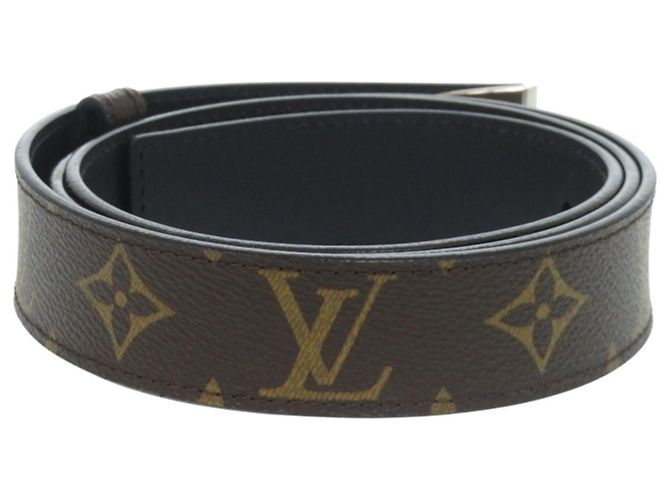 Louis Vuitton Monogram Leder- und Canvas-Gürtel Braun Schwarz Monogramm - Ansicht 3