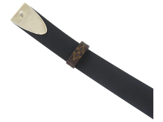 Louis Vuitton Monogram Leder- und Canvas-Gürtel Braun Schwarz Monogramm - Ansicht 9