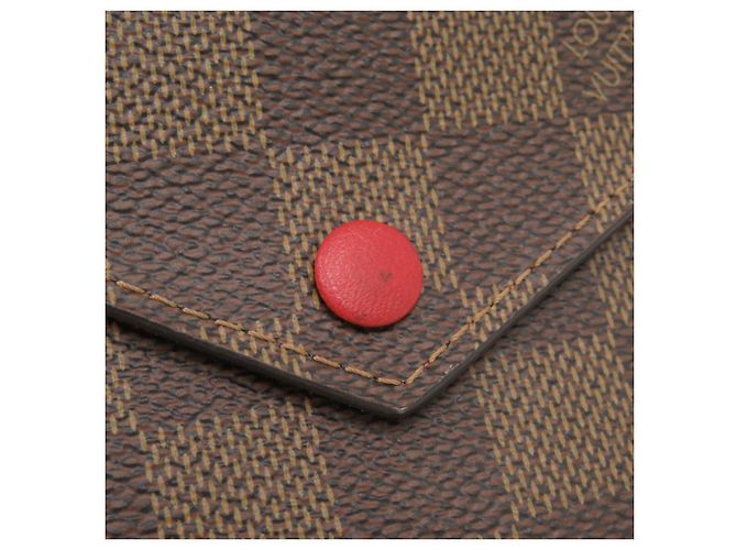 Cartera Victorine Tri-Fold Louis Vuitton Castaño Roja Damier ebene - vista 7