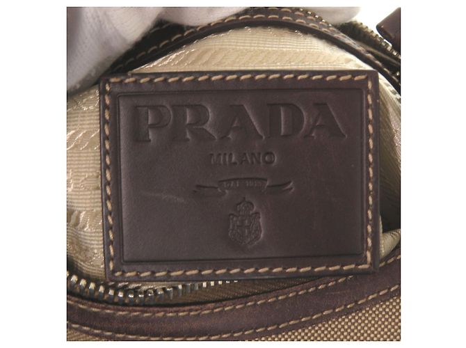 Jacquard Bolso de Hombro Prada Marrón y Caqui Castaño - vista 7