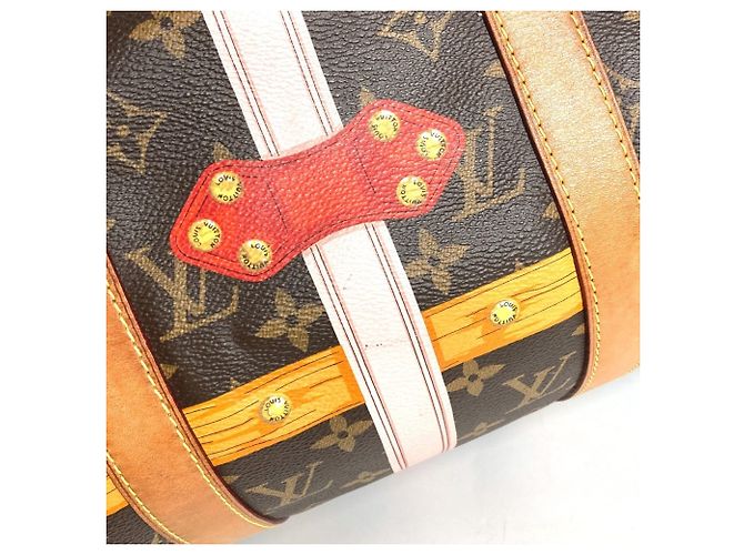 Louis Vuitton Monogram Summer Trunk Keepall Bandoulière 50 Marrone Rosa - vista 11