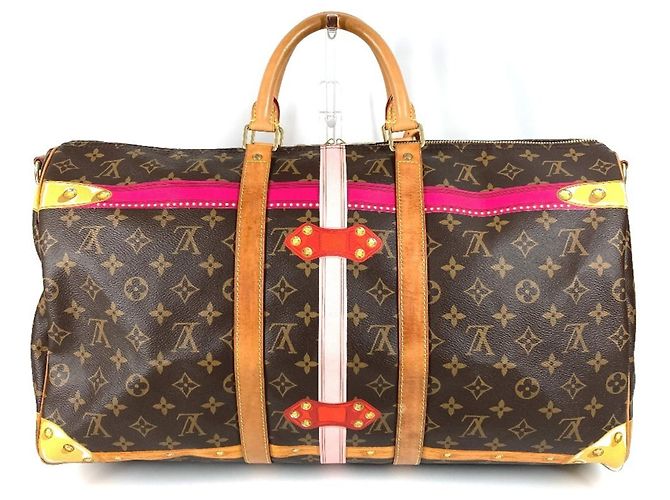 Louis Vuitton Monogram Summer Trunk Keepall Bandoulière 50 Marrone Rosa - vista 2