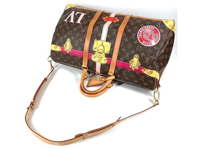 Louis Vuitton Monogram Summer Trunk Keepall Bandoulière 50 Marrone Rosa - vista 8