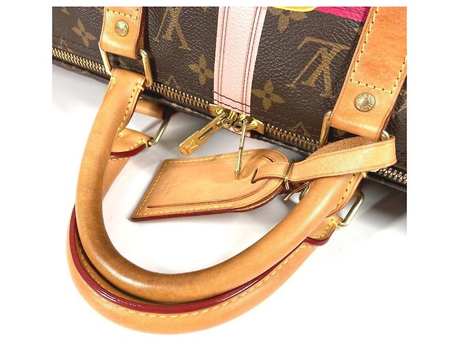 Louis Vuitton Monogram Summer Trunk Keepall Bandoulière 50 Marrone Rosa - vista 9