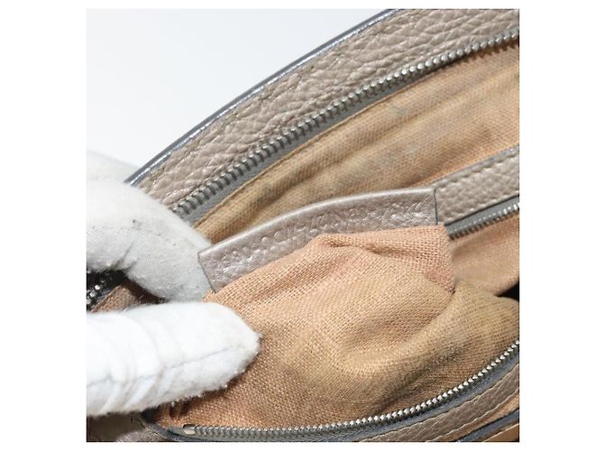Borsa a mano FENDI Celeria in pelle beige argento Auth hk3299 - vista 12