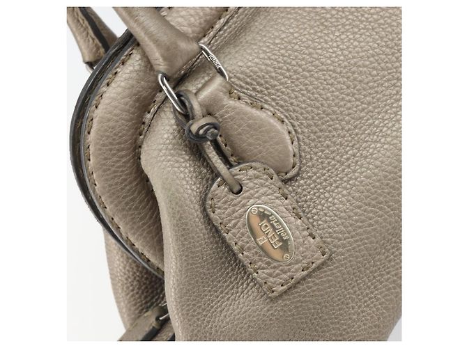Borsa a mano FENDI Celeria in pelle beige argento Auth hk3299 - vista 17