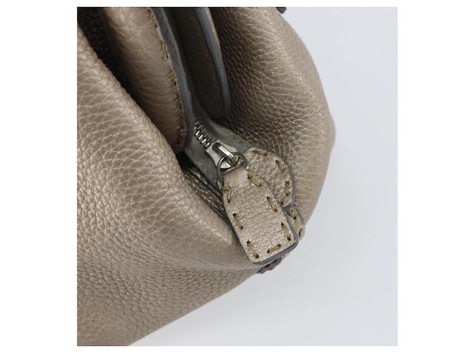 Borsa a mano FENDI Celeria in pelle beige argento Auth hk3299 - vista 18