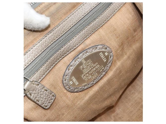 Borsa a mano FENDI Celeria in pelle beige argento Auth hk3299 - vista 19