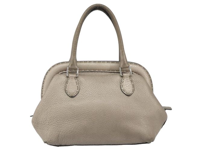 Borsa a mano FENDI Celeria in pelle beige argento Auth hk3299 - vista 2