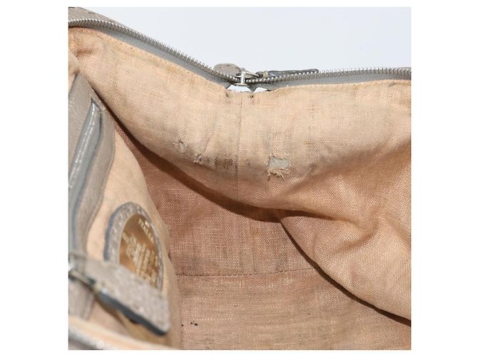 Borsa a mano FENDI Celeria in pelle beige argento Auth hk3299 - vista 20
