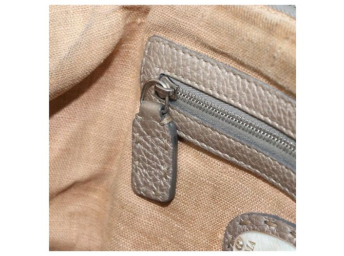 Borsa a mano FENDI Celeria in pelle beige argento Auth hk3299 - vista 22