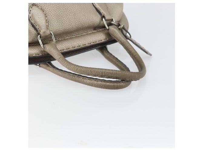Borsa a mano FENDI Celeria in pelle beige argento Auth hk3299 - vista 7