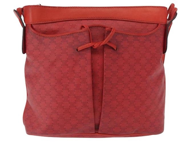 Céline Borsa a Spalla in Tela Macadam CELINE Rossa Oro Auth 161503 Rosso D'oro - vista 13