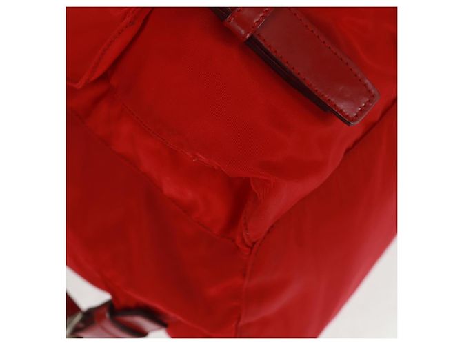 PRADA Backpack Nylon Red Silver Auth 160522 Silvery - view 12