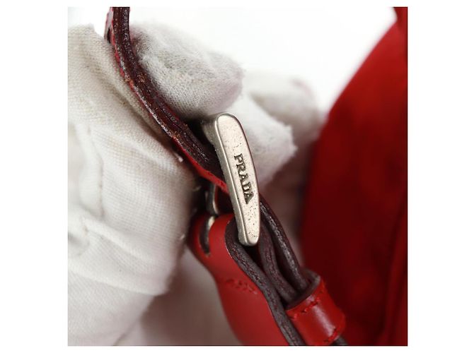 PRADA Backpack Nylon Red Silver Auth 160522 Silvery - view 16