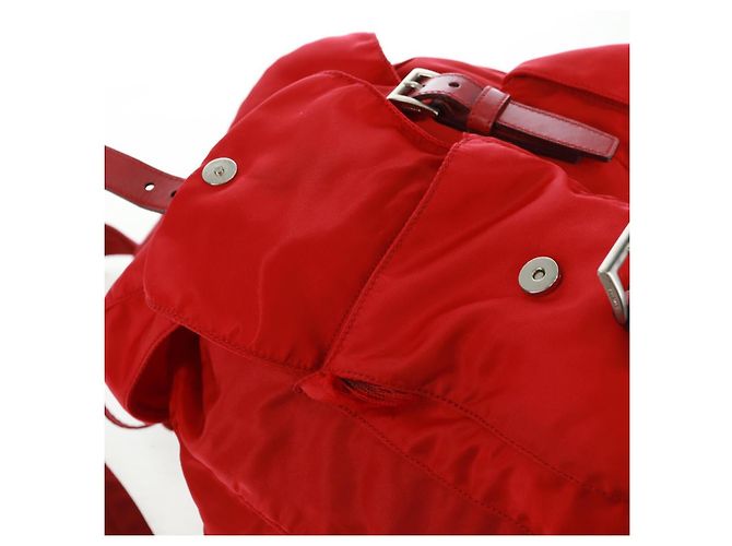 PRADA Backpack Nylon Red Silver Auth 160522 Silvery - view 18