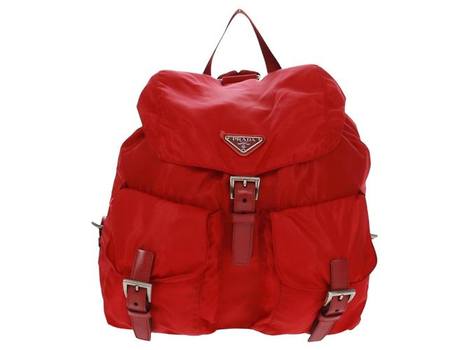 PRADA Backpack Nylon Red Silver Auth 160522 Silvery - view 2
