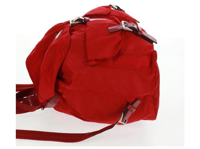 PRADA Backpack Nylon Red Silver Auth 160522 Silvery - view 4