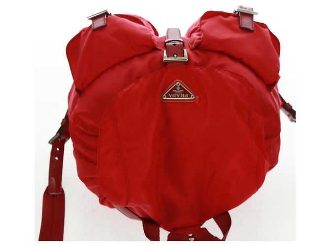 PRADA Backpack Nylon Red Silver Auth 160522 Silvery - view 6