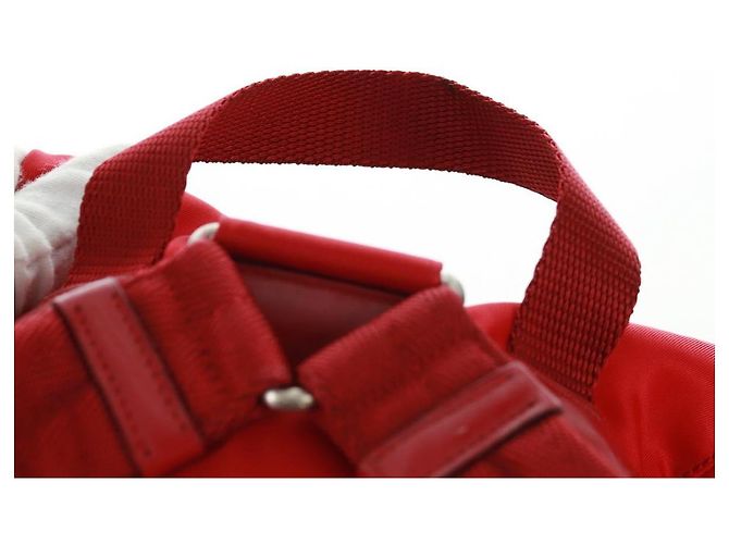 PRADA Backpack Nylon Red Silver Auth 160522 Silvery - view 8