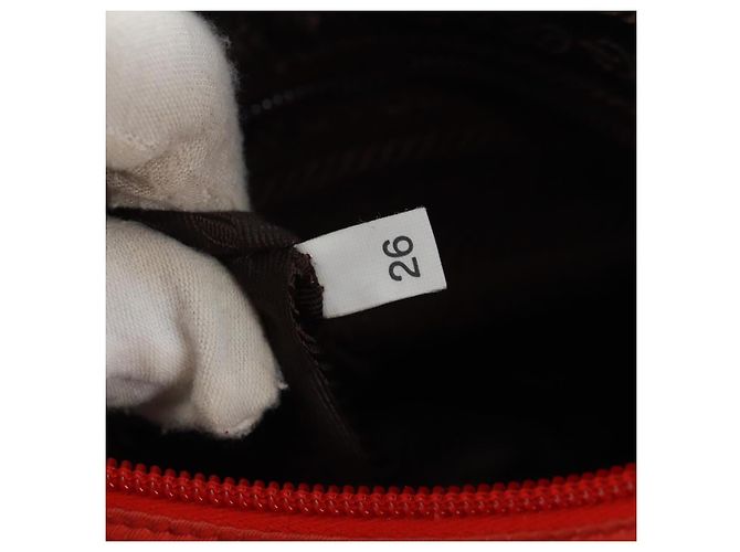 PRADA Schultertasche Nylon Rot Silber Authentisch 161482 - Ansicht 11