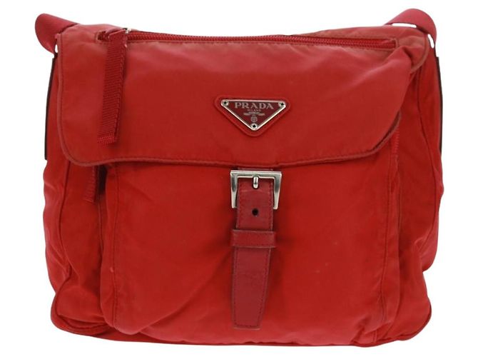 PRADA Schultertasche Nylon Rot Silber Authentisch 161482 - Ansicht 13