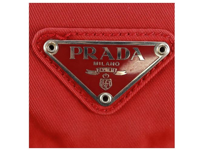 PRADA Schultertasche Nylon Rot Silber Authentisch 161482 - Ansicht 19