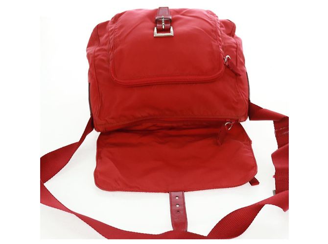 PRADA Schultertasche Nylon Rot Silber Authentisch 161482 - Ansicht 21