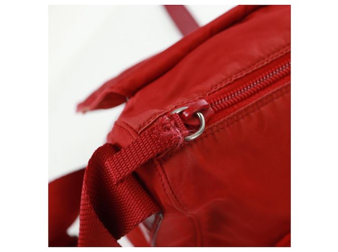 PRADA Schultertasche Nylon Rot Silber Authentisch 161482 - Ansicht 24