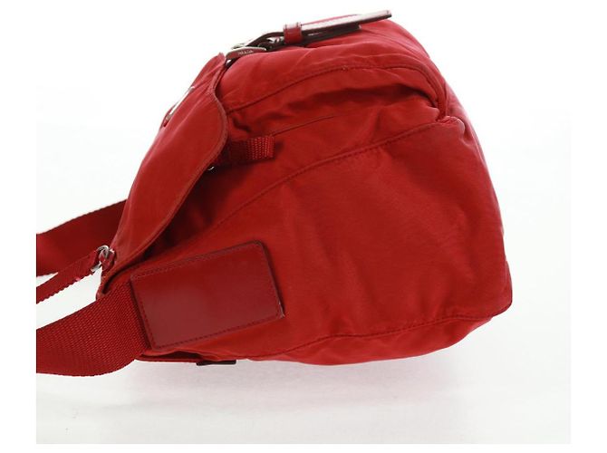 PRADA Schultertasche Nylon Rot Silber Authentisch 161482 - Ansicht 3