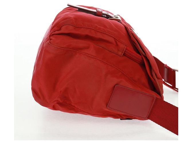 PRADA Schultertasche Nylon Rot Silber Authentisch 161482 - Ansicht 4