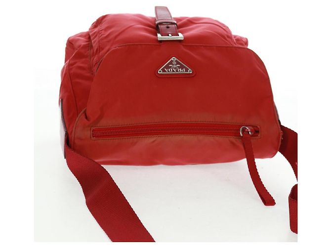 PRADA Schultertasche Nylon Rot Silber Authentisch 161482 - Ansicht 6