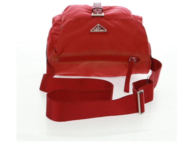 PRADA Schultertasche Nylon Rot Silber Authentisch 161482 - Ansicht 7